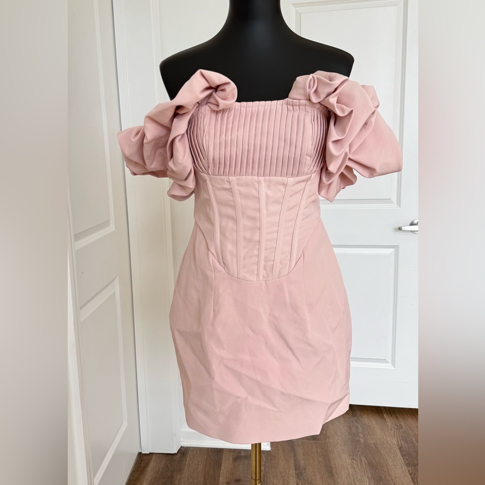 PrettyLittleThing‎ Blush Off-Shoulder Mini Dress. NWT - Picture 2 of 7